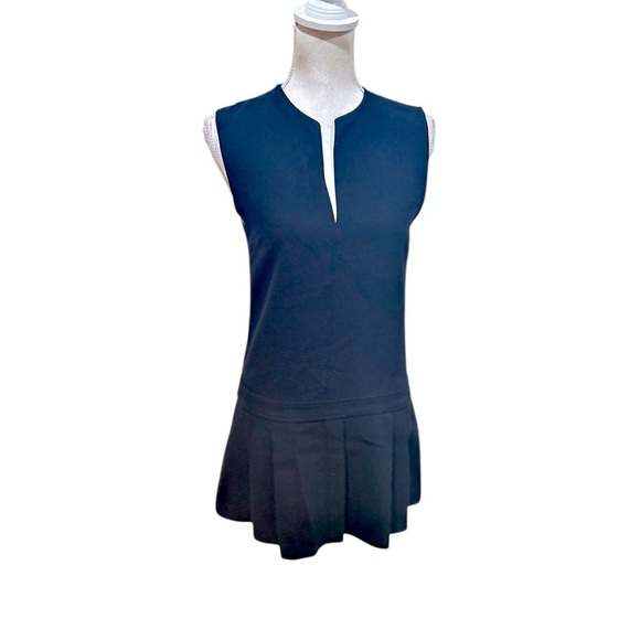 Zara Elegant Black mini sleeveless v neck Dress boxed pleat hem size small - Picture 3 of 12